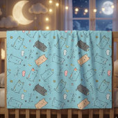 Cute & Cozy Sleepy Cat Dreams Pattern Fleecedecke