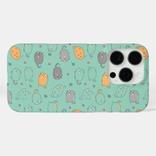 Cute & Cozy Sleepy Cat Dreams Pattern iPhone case (Rückseite (Horizontal))