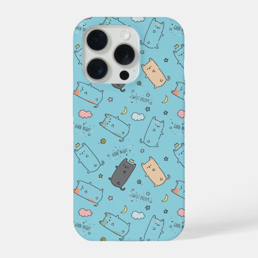 Cute & Cozy Sleepy Cat Dreams Pattern iPhone case iPhone Hülle (Rückseite)