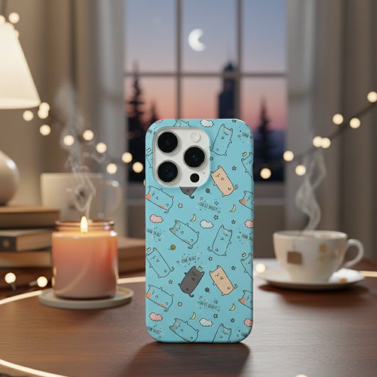 Cute & Cozy Sleepy Cat Dreams Pattern iPhone case iPhone Hülle