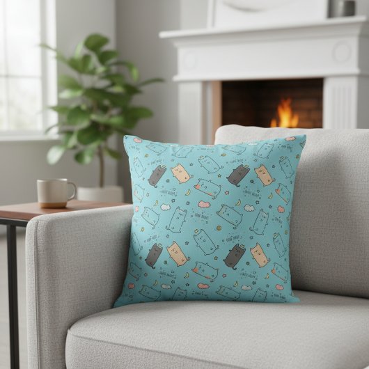Cute & Cozy Sleepy Cat Dreams Pattern Kissen