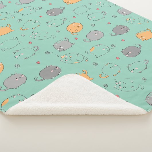 Cute & Cozy Sleepy Cat Dreams Pattern Sherpadecke (3/4)