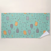 Cute & Cozy Sleepy Cat Dreams Pattern Strandtuch (Vorderseite)