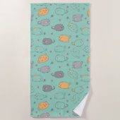 Cute & Cozy Sleepy Cat Dreams Pattern Strandtuch (Vorderseite)