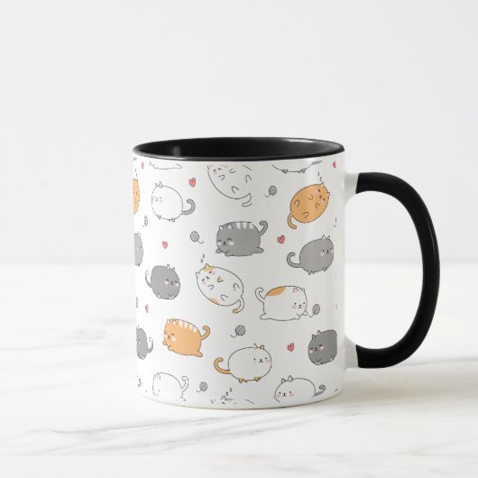 Cute & Cozy Sleepy Cat Dreams Pattern Tasse (Rechts)