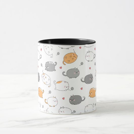 Cute & Cozy Sleepy Cat Dreams Pattern Tasse (Zentrum)
