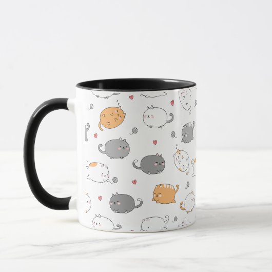 Cute & Cozy Sleepy Cat Dreams Pattern Tasse (Links)