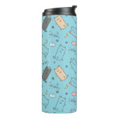 Cute & Cozy Sleepy Cat Dreams Pattern Thermosbecher (Nach links gedreht)