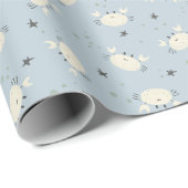 Cute Crab Pattern Sea Life Coastal on Light Blue  Geschenkpapier (Rolleneckpunkt)