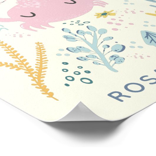 Cute Crab Underwater Shells Pastel Custom Name Poster (Ecke)