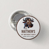 Cute Crazy Cheetah Farm Theme 1st Birthday Button (Vorne & Hinten)