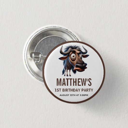 Cute Crazy Cheetah Farm Theme 1st Birthday Button (Vorne & Hinten)