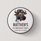 Cute Crazy Cheetah Farm Theme 1st Birthday Button (Vorderseite)