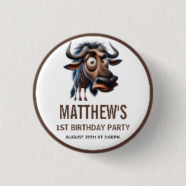 Cute Crazy Cheetah Farm Theme 1st Birthday Button