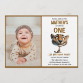 Cute Crazy Cheetah Farm Theme 1st Birthday Einladung (Vorderseite)