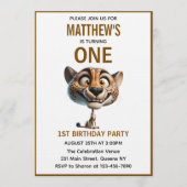 Cute Crazy Cheetah Farm Theme 1st Birthday Einladung (Vorderseite)