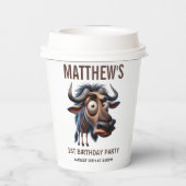 Cute Crazy Cheetah Farm Theme 1st Birthday Pappbecher (Rückseite)