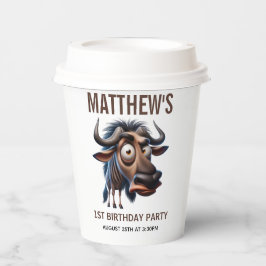 Cute Crazy Cheetah Farm Theme 1st Birthday Pappbecher