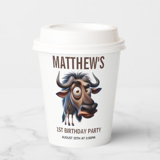 Cute Crazy Cheetah Farm Theme 1st Birthday Pappbecher (Vorderseite)