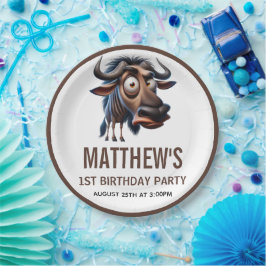 Cute Crazy Cheetah Farm Theme 1st Birthday Pappteller