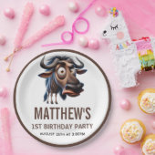 Cute Crazy Cheetah Farm Theme 1st Birthday Pappteller (Party)