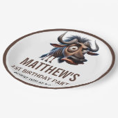 Cute Crazy Cheetah Farm Theme 1st Birthday Pappteller (Schrägansicht)