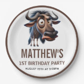 Cute Crazy Cheetah Farm Theme 1st Birthday Pappteller (Vorderseite)