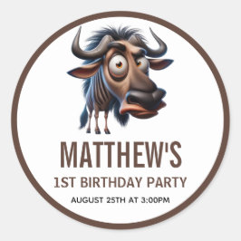 Cute Crazy Cheetah Farm Theme 1st Birthday Runder Aufkleber