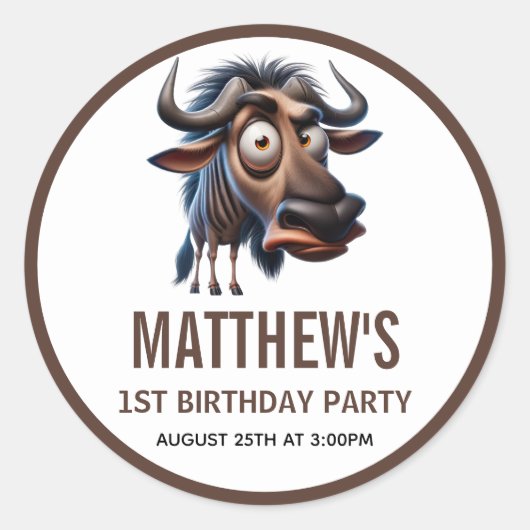 Cute Crazy Cheetah Farm Theme 1st Birthday Runder Aufkleber (Vorderseite)