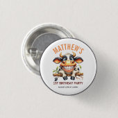 Cute Crazy Cow Farm Theme 1st Birthday Button (Vorne & Hinten)