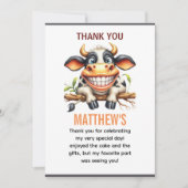 Cute Crazy Cow Farm Theme 1st Birthday Dankeskarte (Vorderseite)