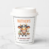 Cute Crazy Cow Farm Theme 1st Birthday Pappbecher (Vorderseite)