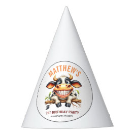 Cute Crazy Cow Farm Theme 1st Birthday Partyhütchen