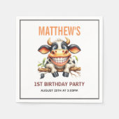 Cute Crazy Cow Farm Theme 1st Birthday Serviette (Vorderseite)