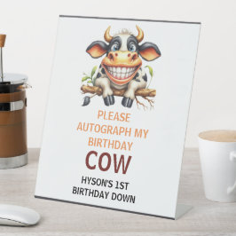 Cute Crazy Cow Farm Theme 1st Birthday Sockelschild