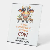 Cute Crazy Cow Farm Theme 1st Birthday Sockelschild (Vorderseite)