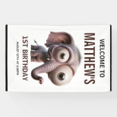 Cute Crazy elephant Farm Theme 1st Birthday Banner (Horizontal)