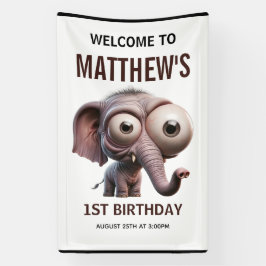 Cute Crazy elephant Farm Theme 1st Birthday Banner