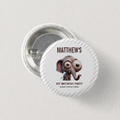 Cute Crazy elephant Farm Theme 1st Birthday Button (Vorne & Hinten)