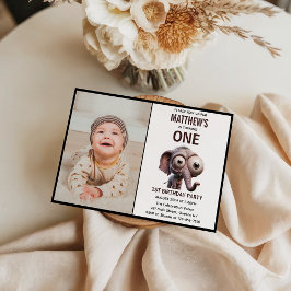 Cute Crazy elephant Farm Theme 1st Birthday Einladung