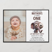 Cute Crazy elephant Farm Theme 1st Birthday Einladung (Vorderseite)