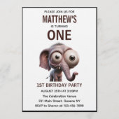 Cute Crazy elephant Farm Theme 1st Birthday Einladung (Vorderseite)