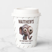 Cute Crazy elephant Farm Theme 1st Birthday Pappbecher (Rückseite)