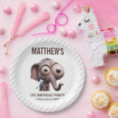 Cute Crazy elephant Farm Theme 1st Birthday Pappteller (Party)