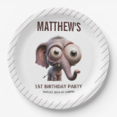 Cute Crazy elephant Farm Theme 1st Birthday Pappteller (Vorderseite)