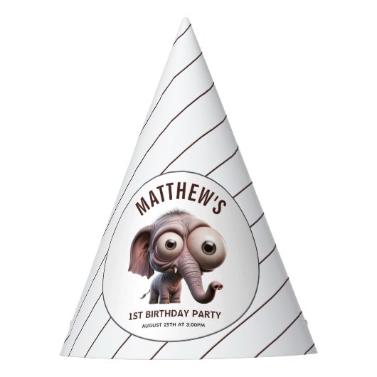 Cute Crazy elephant Farm Theme 1st Birthday Partyhütchen (Vorderseite)