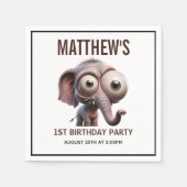 Cute Crazy elephant Farm Theme 1st Birthday Serviette (Vorderseite)