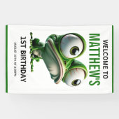 Cute Crazy Frog Farm Theme 1st Birthday Banner (Horizontal)