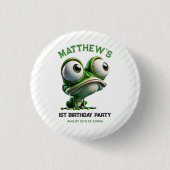 Cute Crazy Frog Farm Theme 1st Birthday Button (Vorderseite)