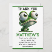 Cute Crazy Frog Farm Theme 1st Birthday Dankeskarte (Vorderseite)